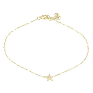 14K Yellow Gold Star Diamond Anklet
