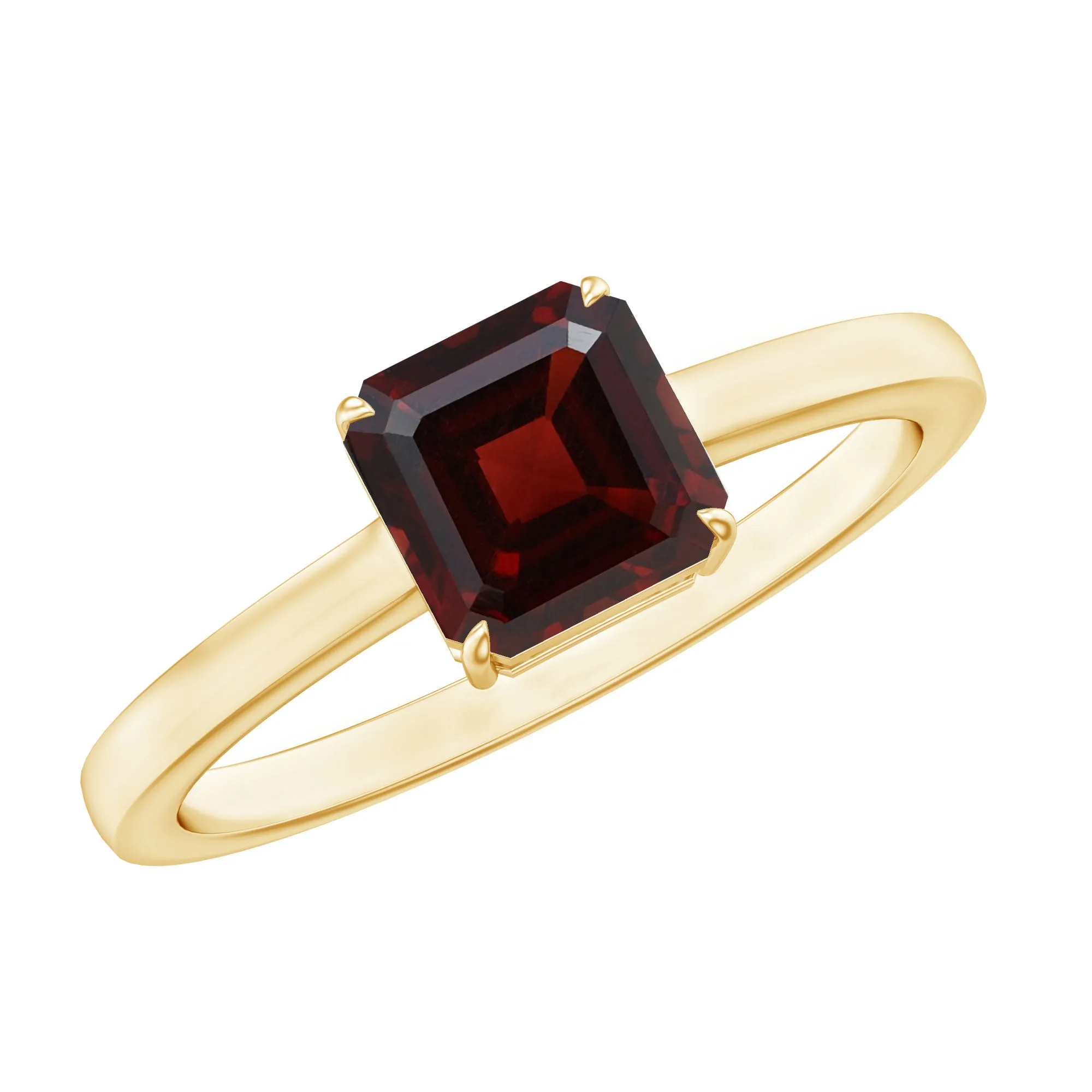 1.5 CT Asscher Cut Garnet Solitaire Ring in Claw Setting