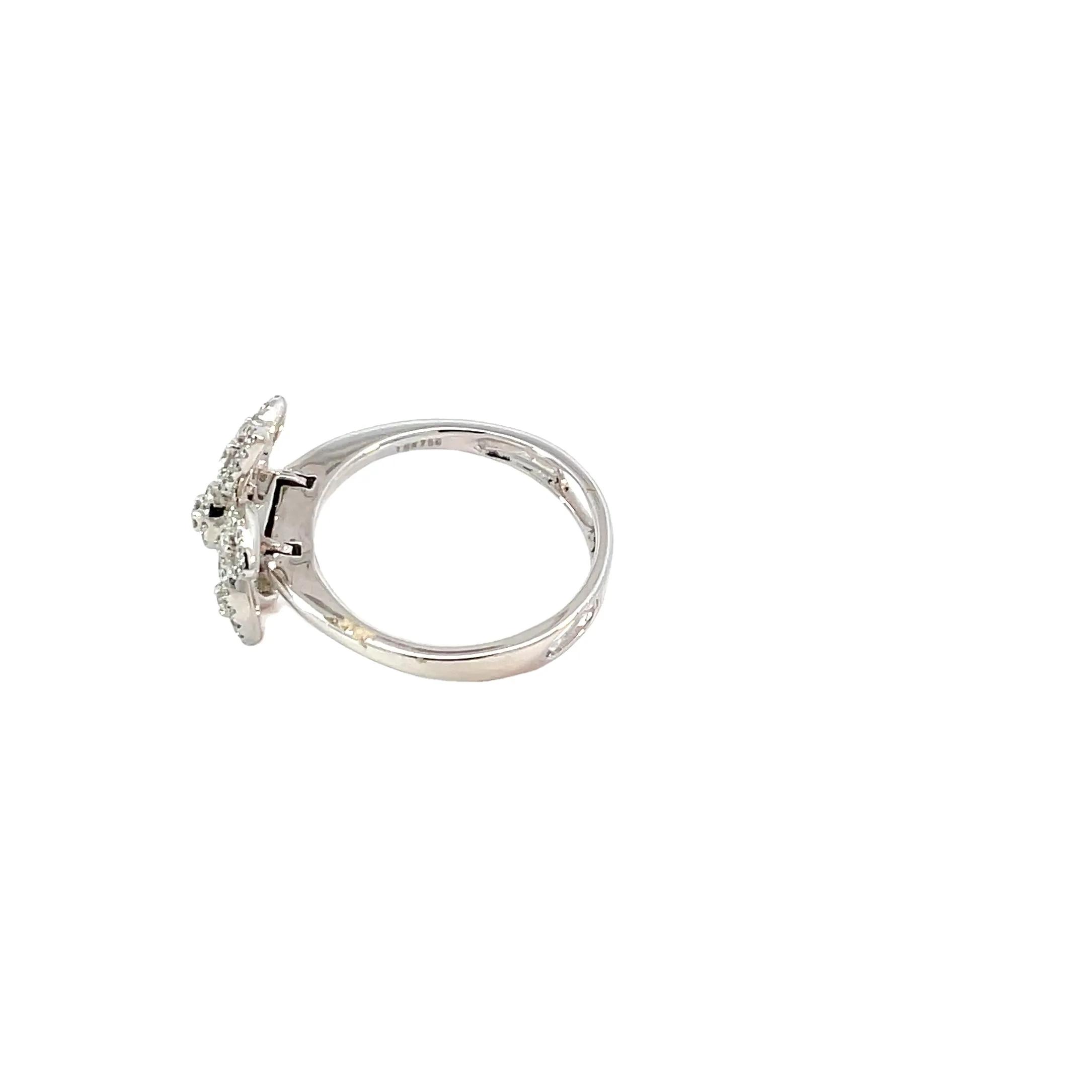 18 Karat White Gold Diamond Flower Convertable Ring