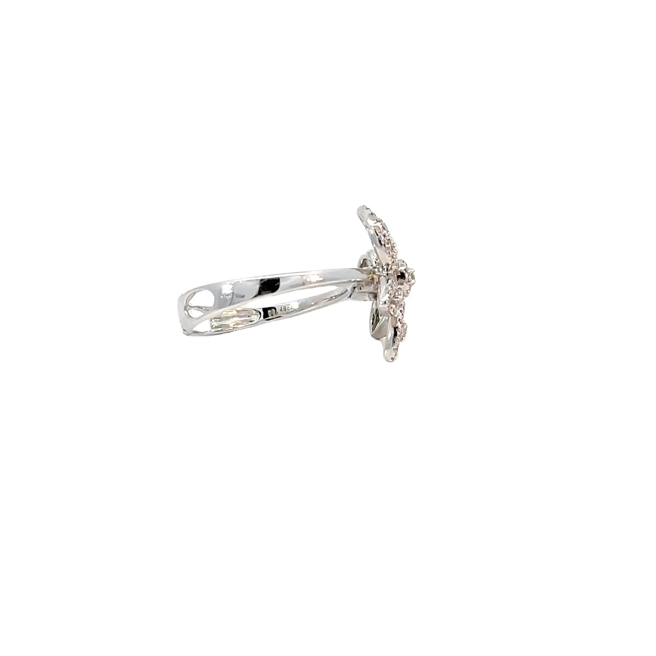 18 Karat White Gold Diamond Flower Convertable Ring