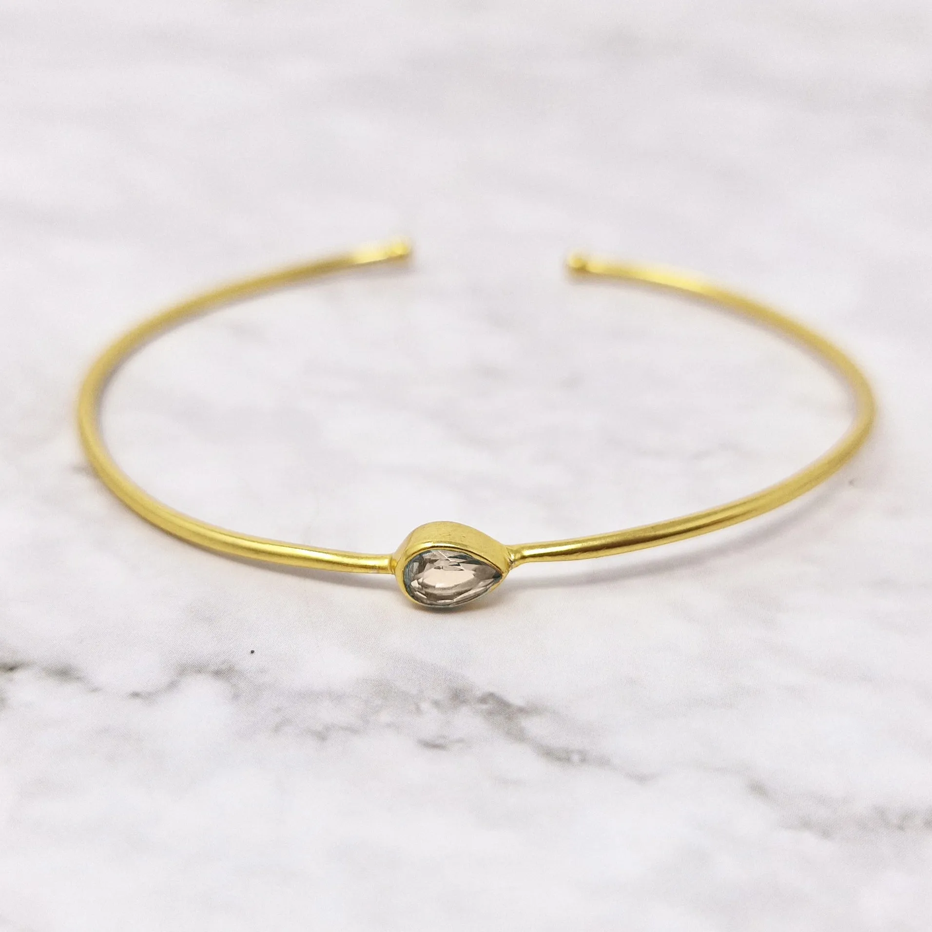 18ct Gold Plated White Topaz April Birthstone Bangle