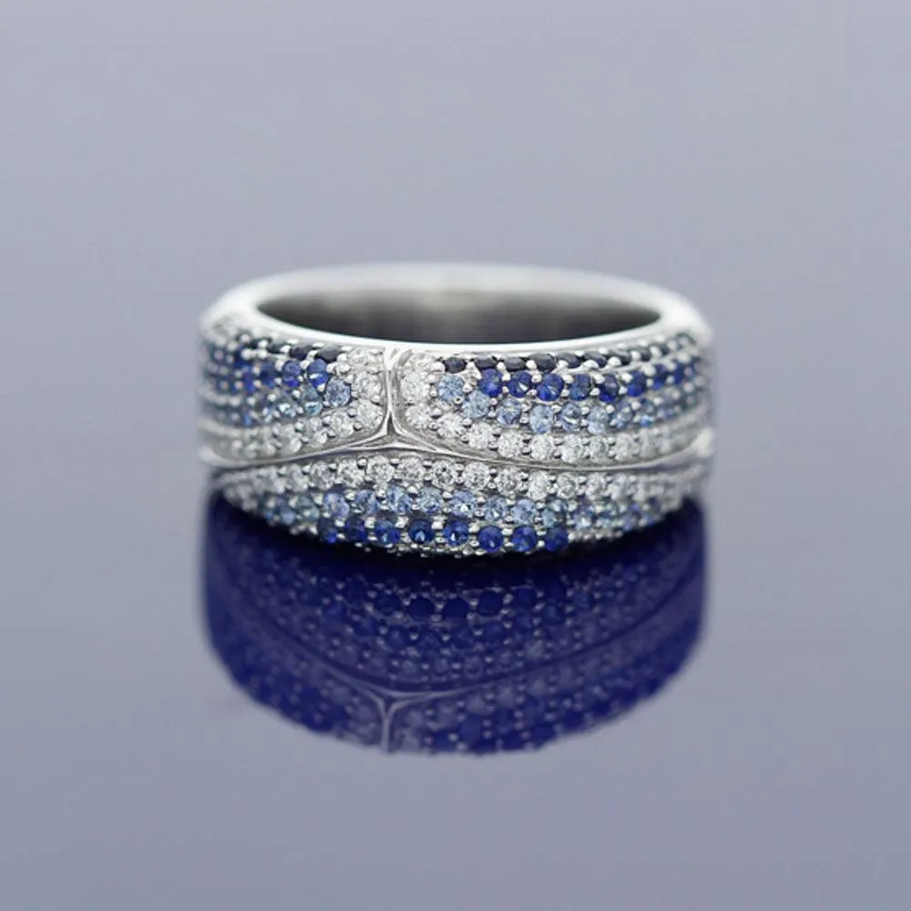 18ct White Gold Sapphire and Diamond Cocktail Eternity Ring