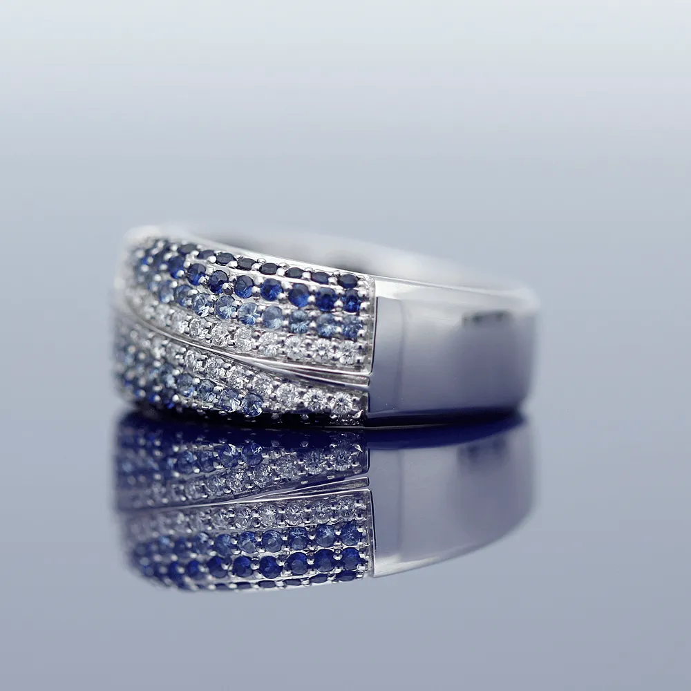 18ct White Gold Sapphire and Diamond Cocktail Eternity Ring