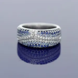 18ct White Gold Sapphire and Diamond Cocktail Eternity Ring