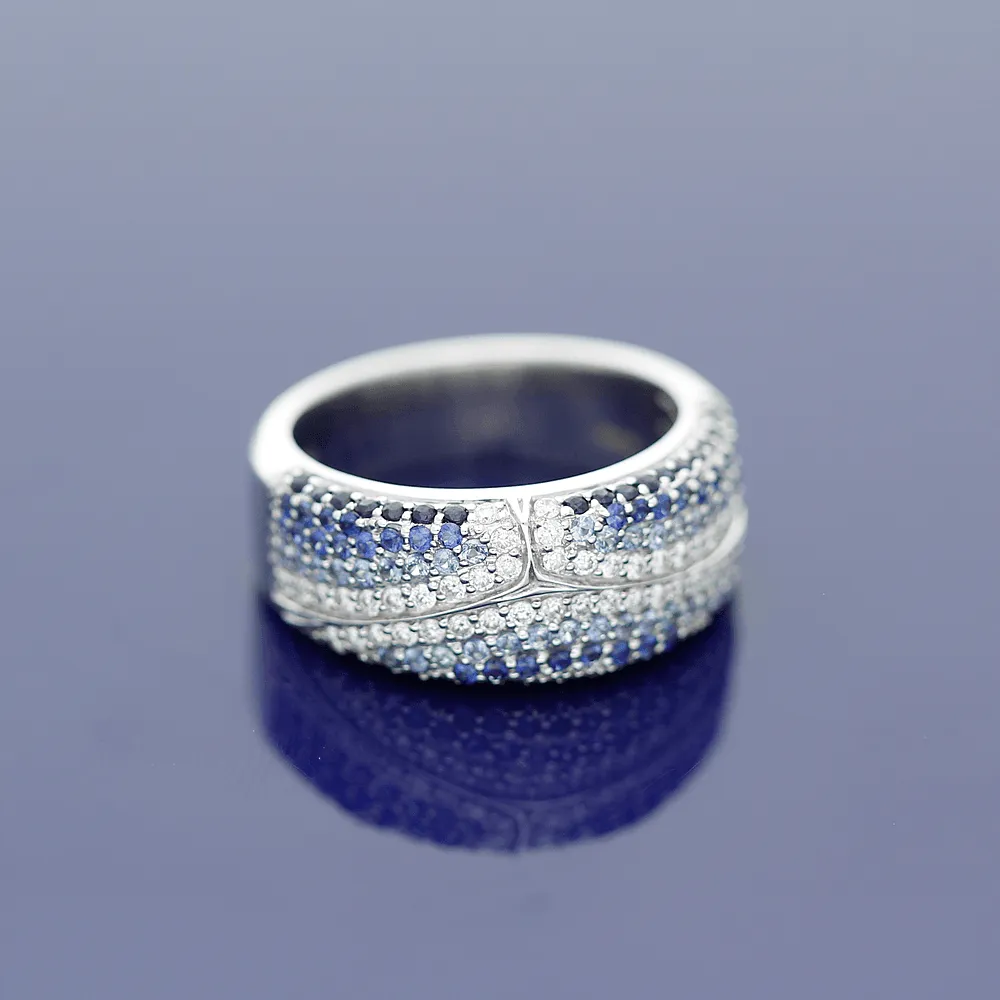 18ct White Gold Sapphire and Diamond Cocktail Eternity Ring