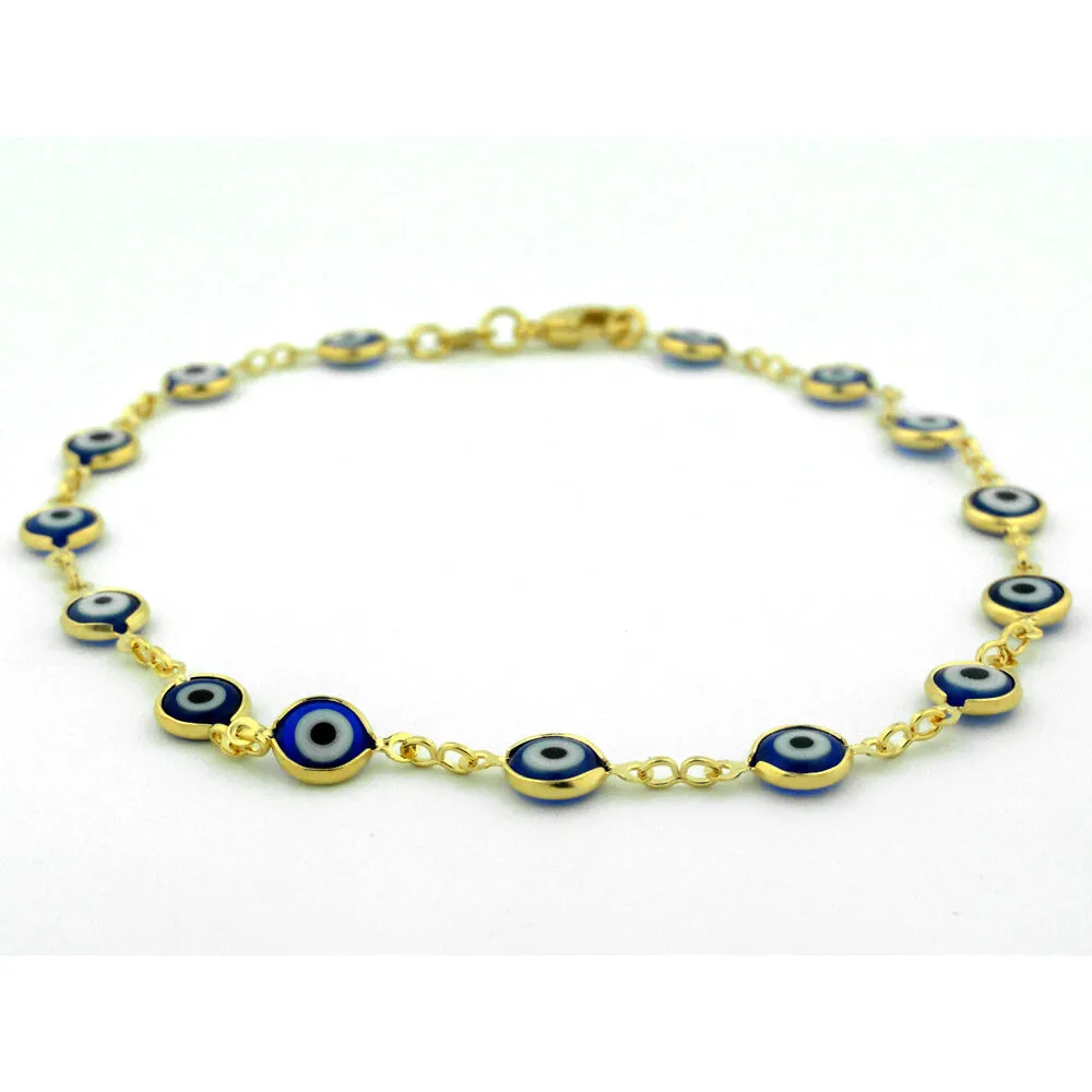 18k Gold Fill Blue Evil Eye Anklet