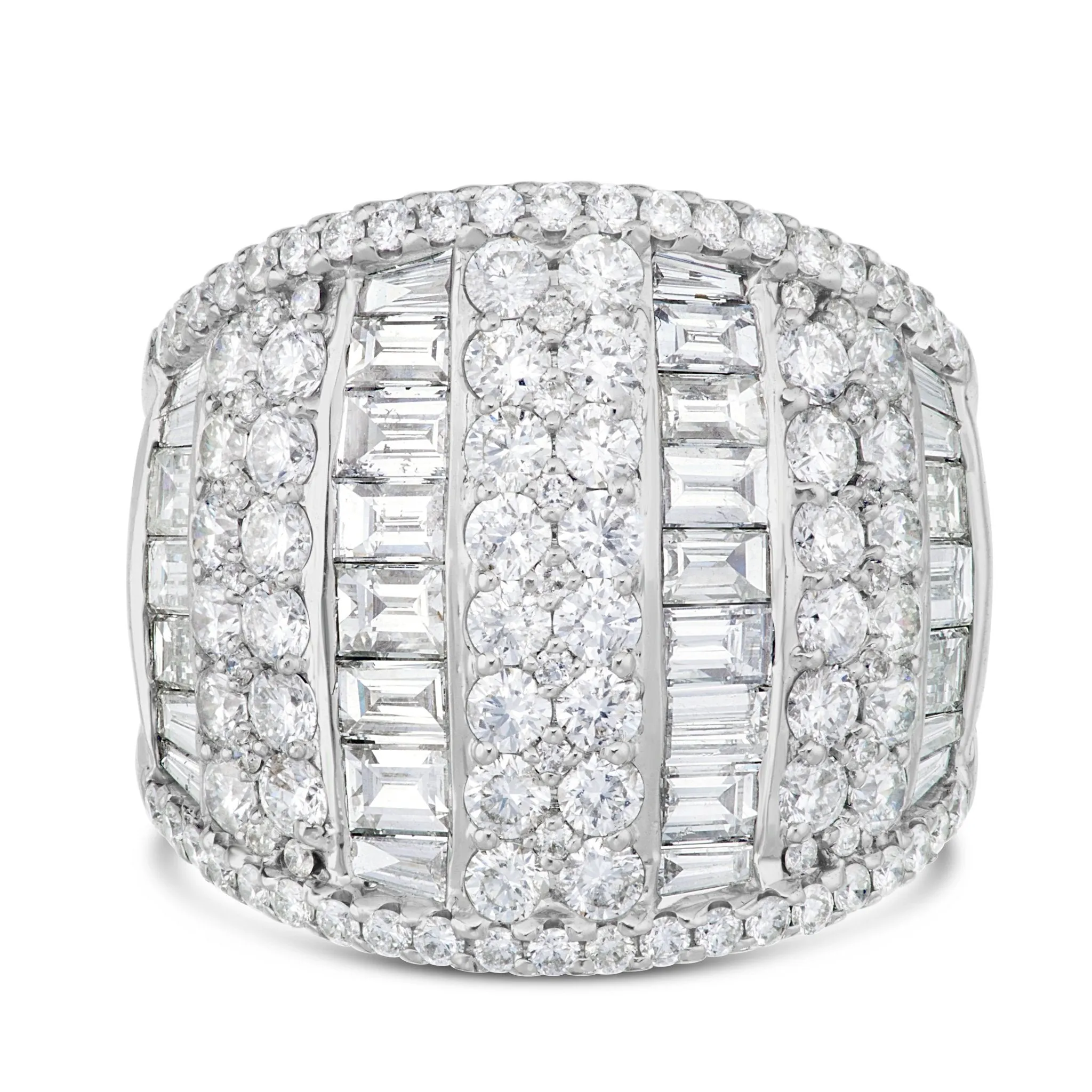 18K White Gold 4.90ct Baguette Diamond Statement Ring