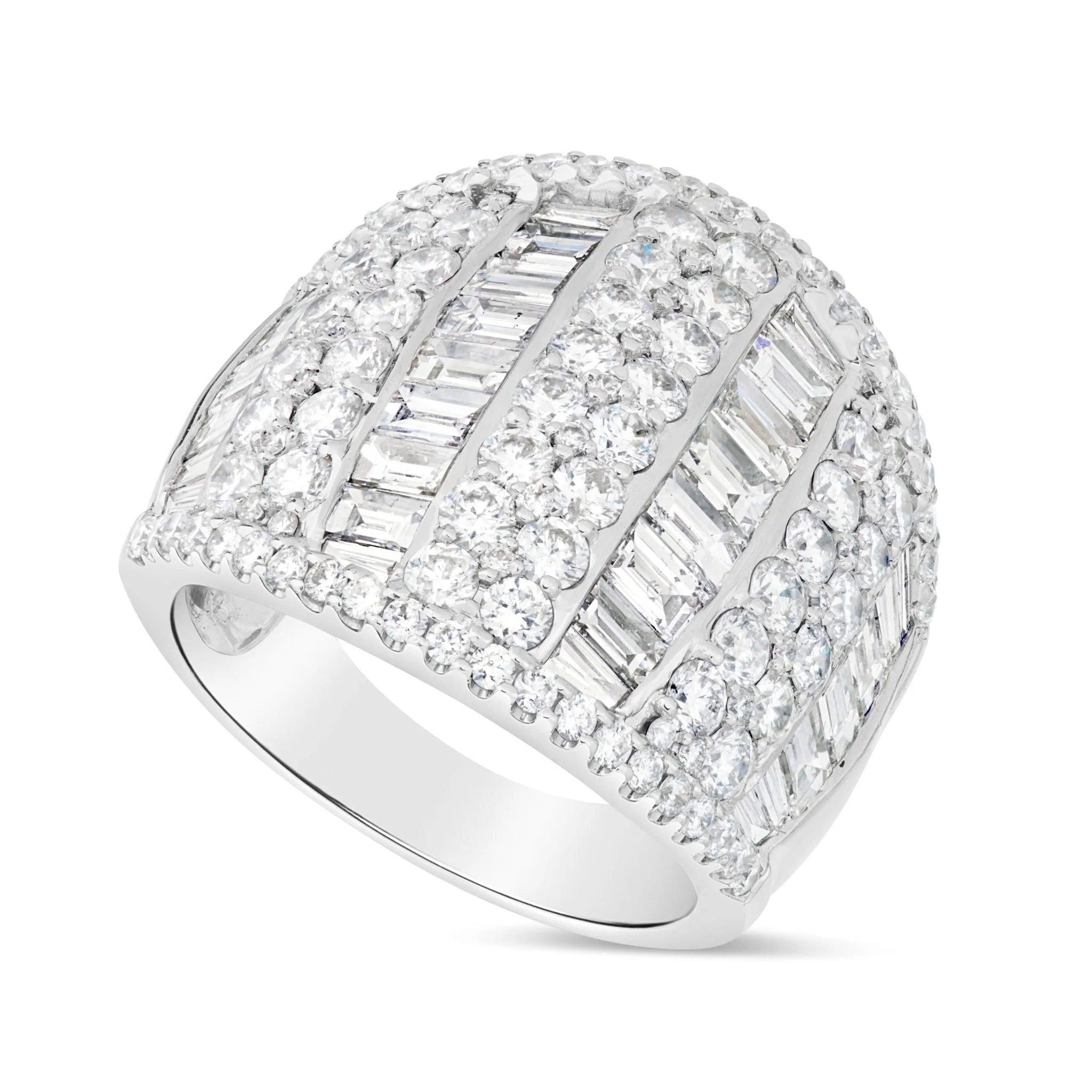 18K White Gold 4.90ct Baguette Diamond Statement Ring