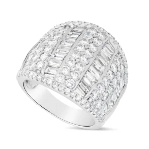 18K White Gold 4.90ct Baguette Diamond Statement Ring