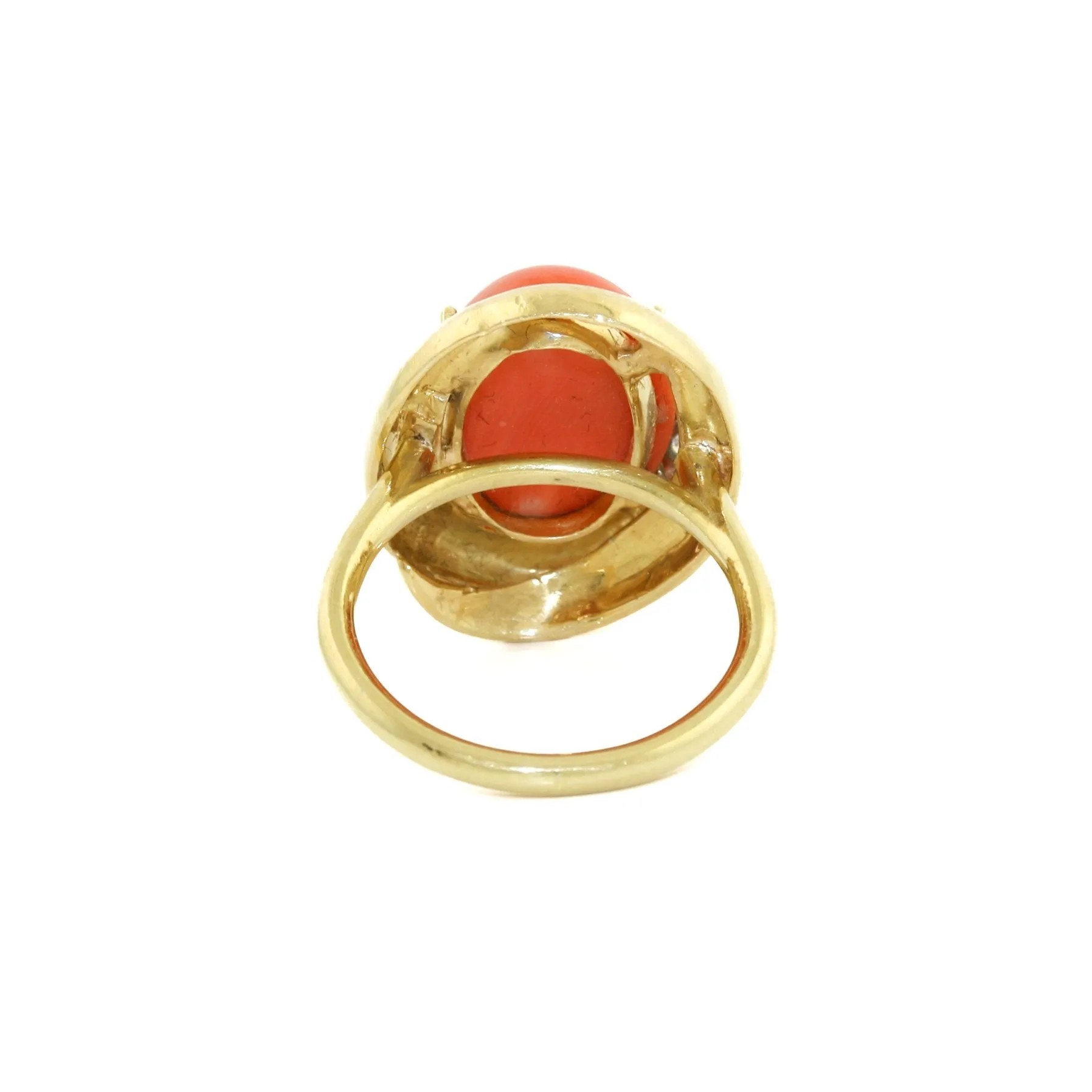 18k x Oval Coral & Diamond Snake Cocktail Ring