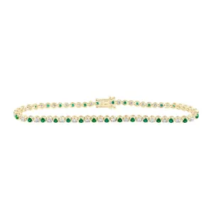 2 Cttw Round Emerald Diamond Womens Tennis Bracelet 14k Yellow Gold