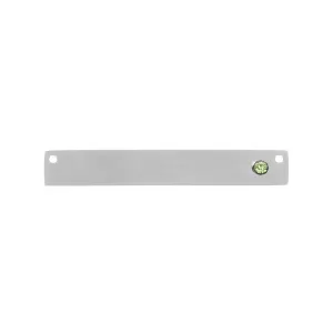 2 Stainless Steel Metal Bar Connector Blanks, top holes, PERIDOT GREEN CRYSTAL, Rectangle Charms, 38mm x 6mm, (1-1/2" x 1/4"), chs3418