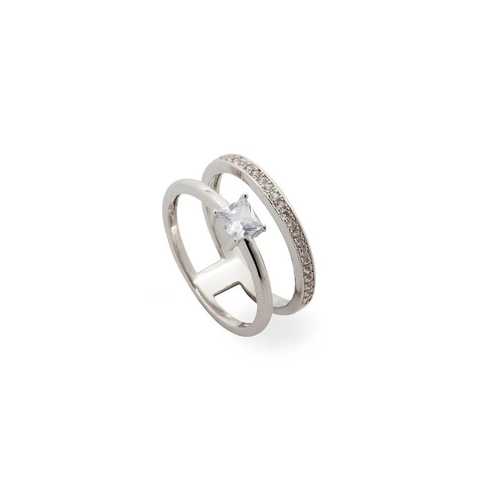 2Row Ring Rhodium CZ