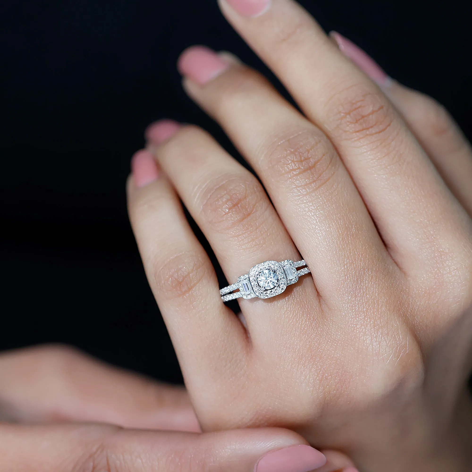 3/4 CT Moissanite Split Shank Engagement Ring