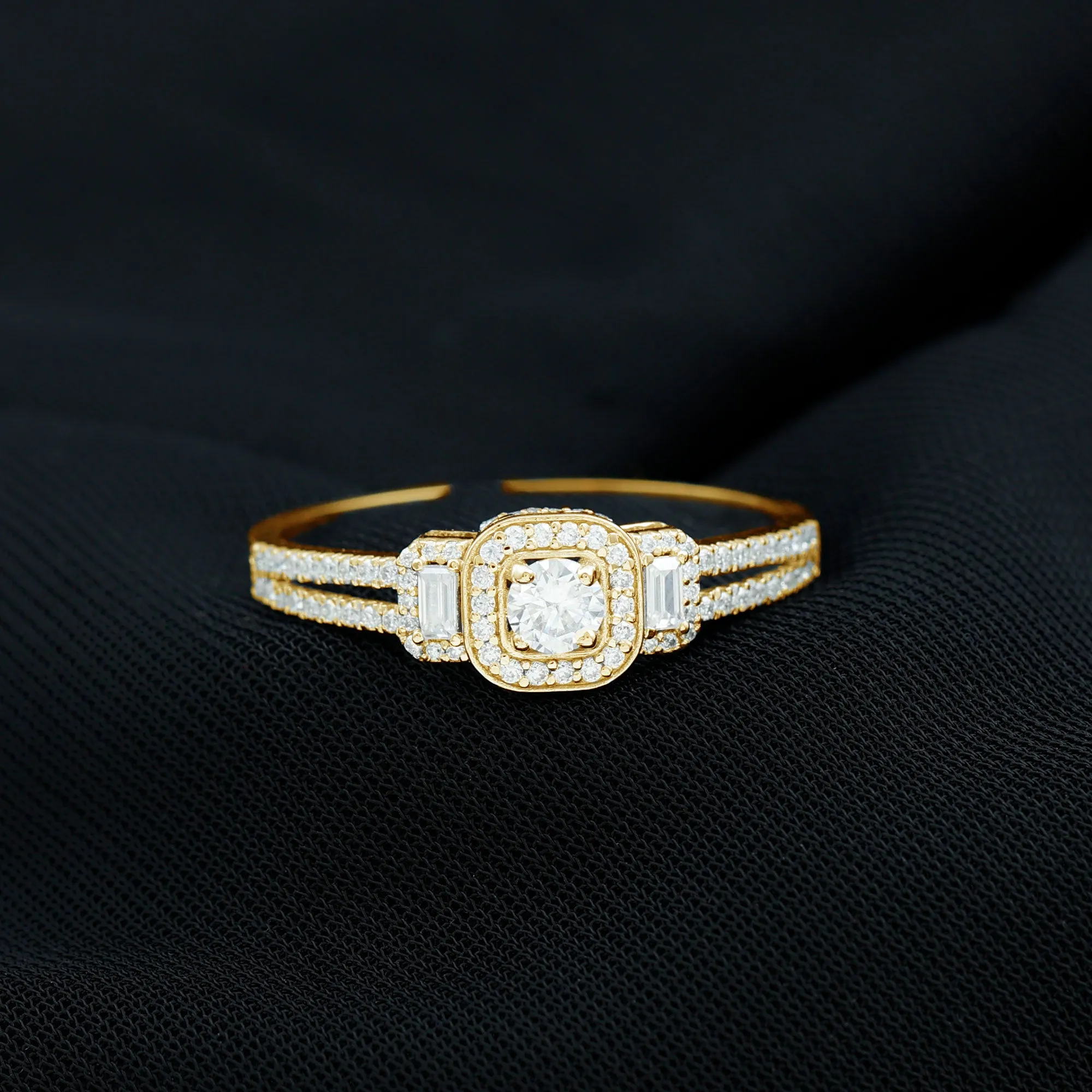 3/4 CT Moissanite Split Shank Engagement Ring