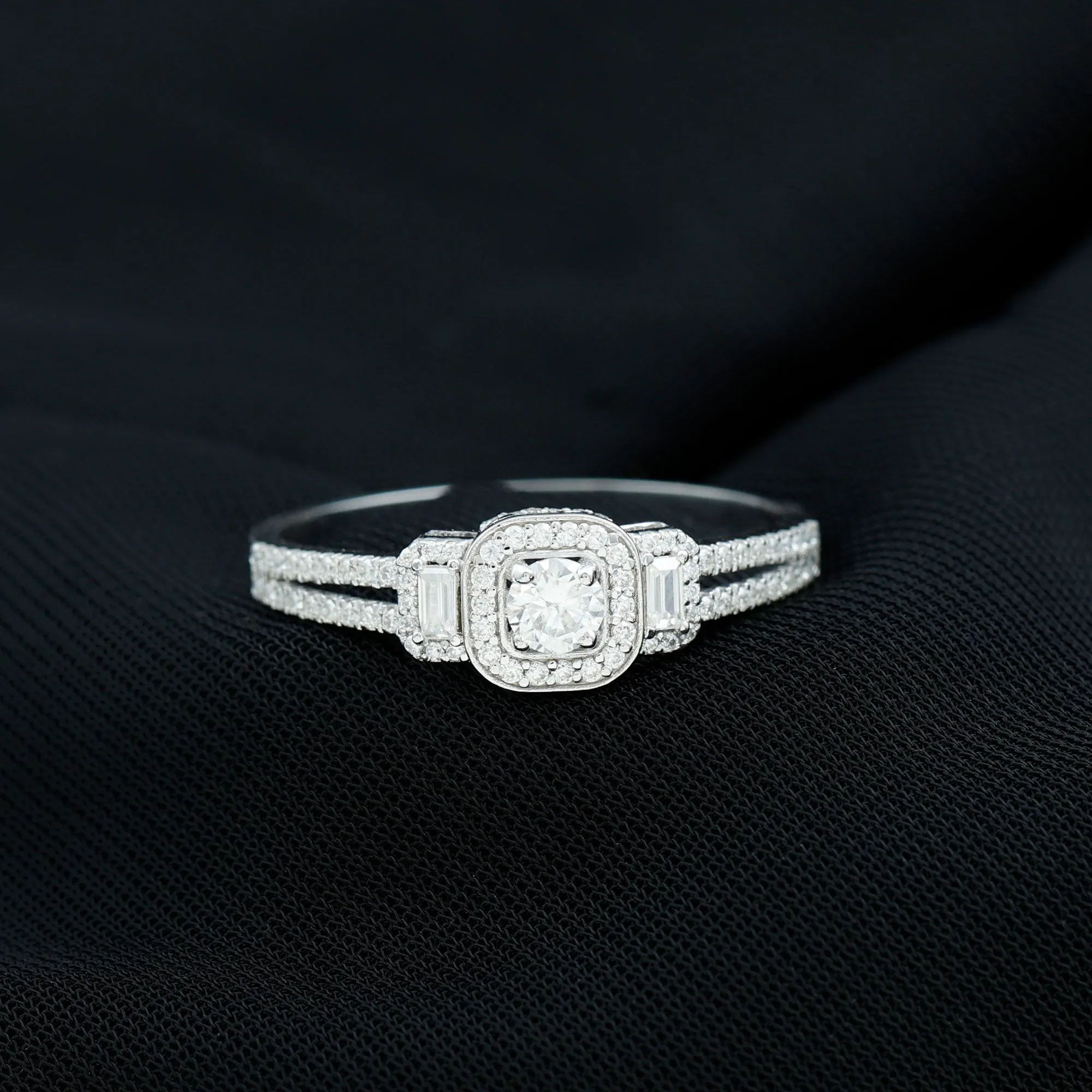3/4 CT Moissanite Split Shank Engagement Ring