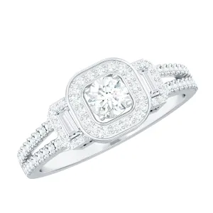 3/4 CT Moissanite Split Shank Engagement Ring