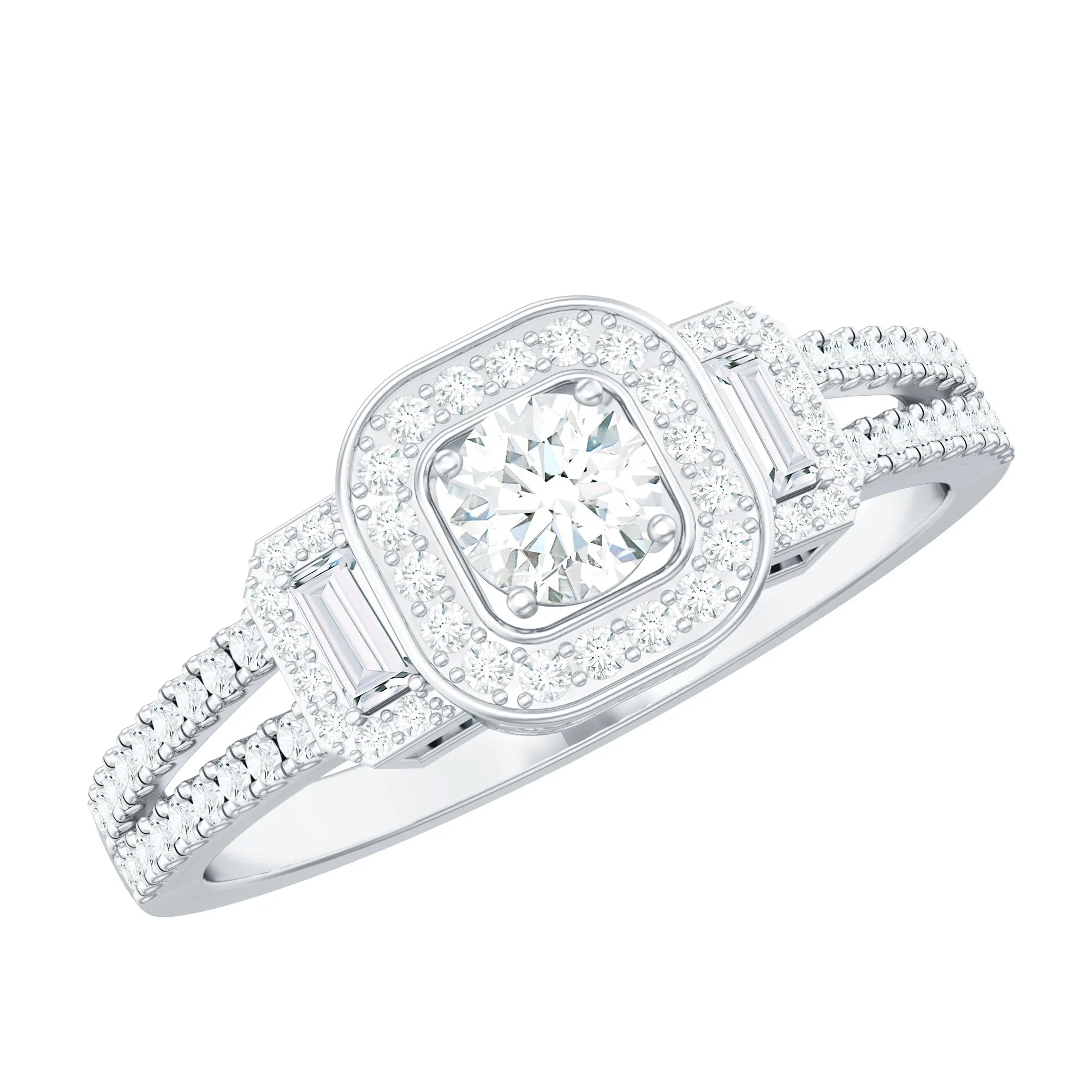 3/4 CT Moissanite Split Shank Engagement Ring