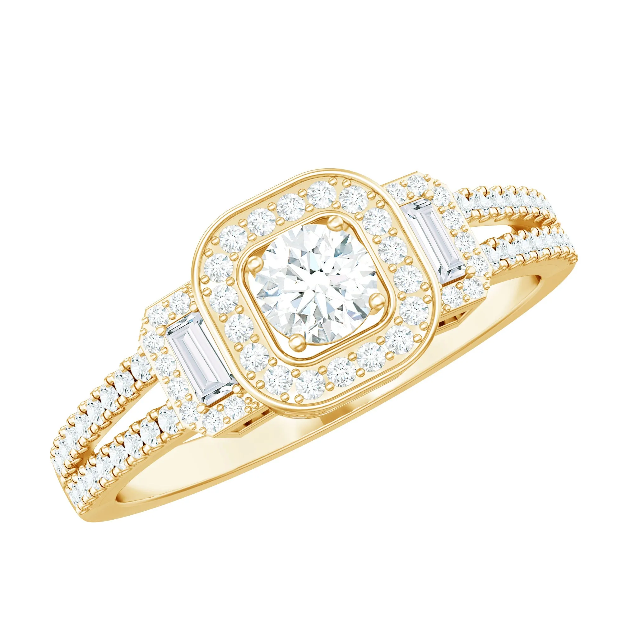 3/4 CT Moissanite Split Shank Engagement Ring