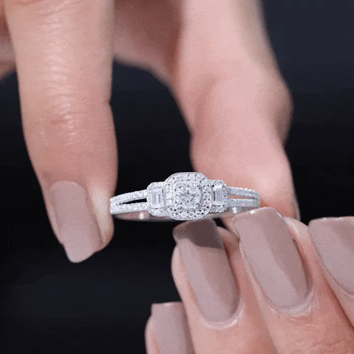 3/4 CT Moissanite Split Shank Engagement Ring
