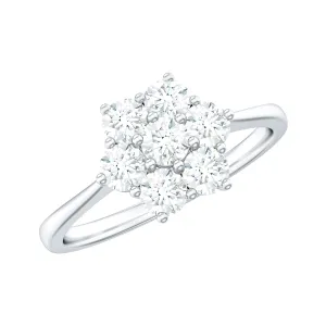 3/4 CT Round Shape Moissanite Cluster Flower Ring