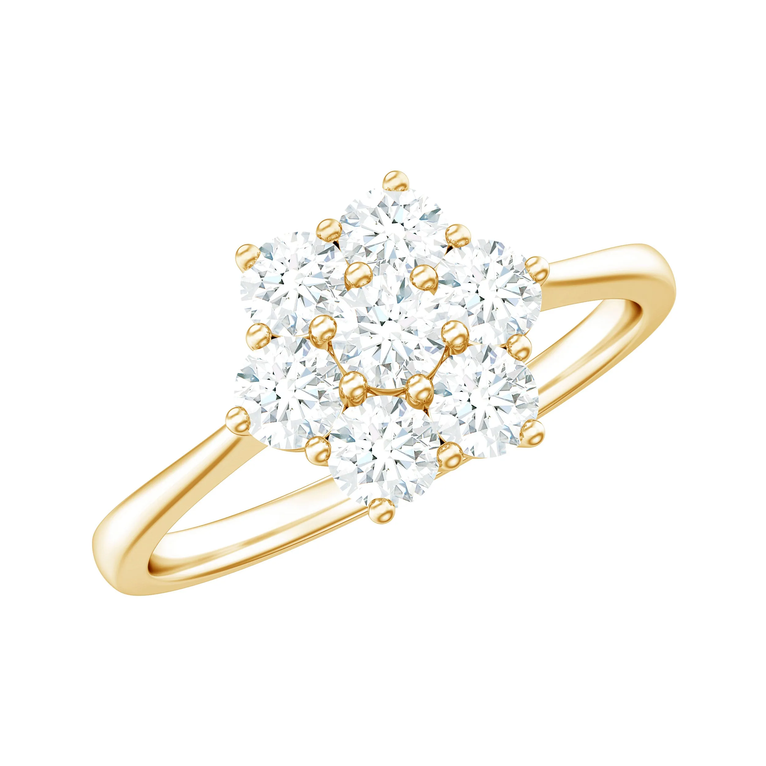 3/4 CT Round Shape Moissanite Cluster Flower Ring