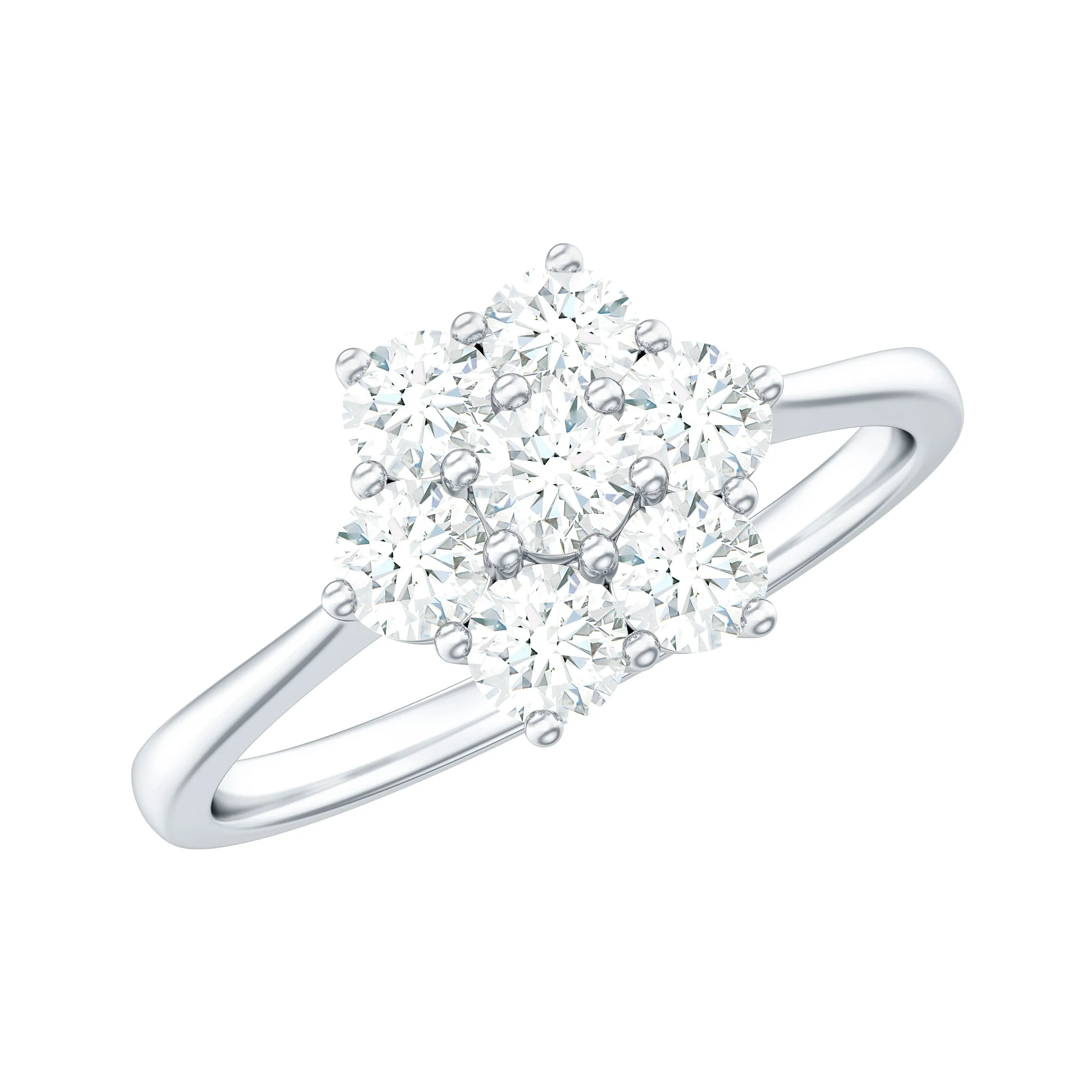 3/4 CT Round Shape Moissanite Cluster Flower Ring