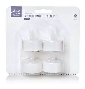 4 Flickering Amber LED Tea Light Candles