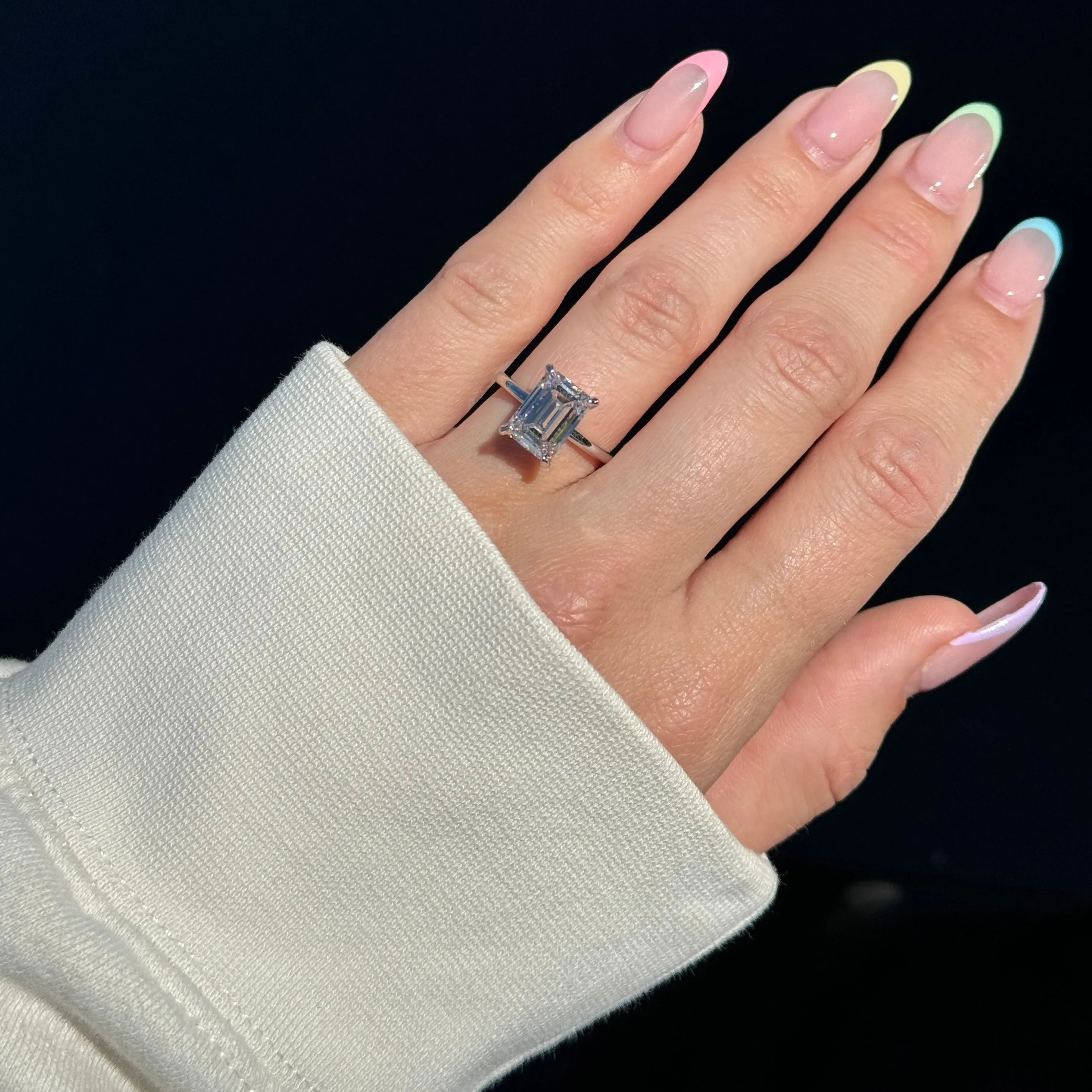 4.03 Carat Lab Emerald Solitaire Engagement Ring