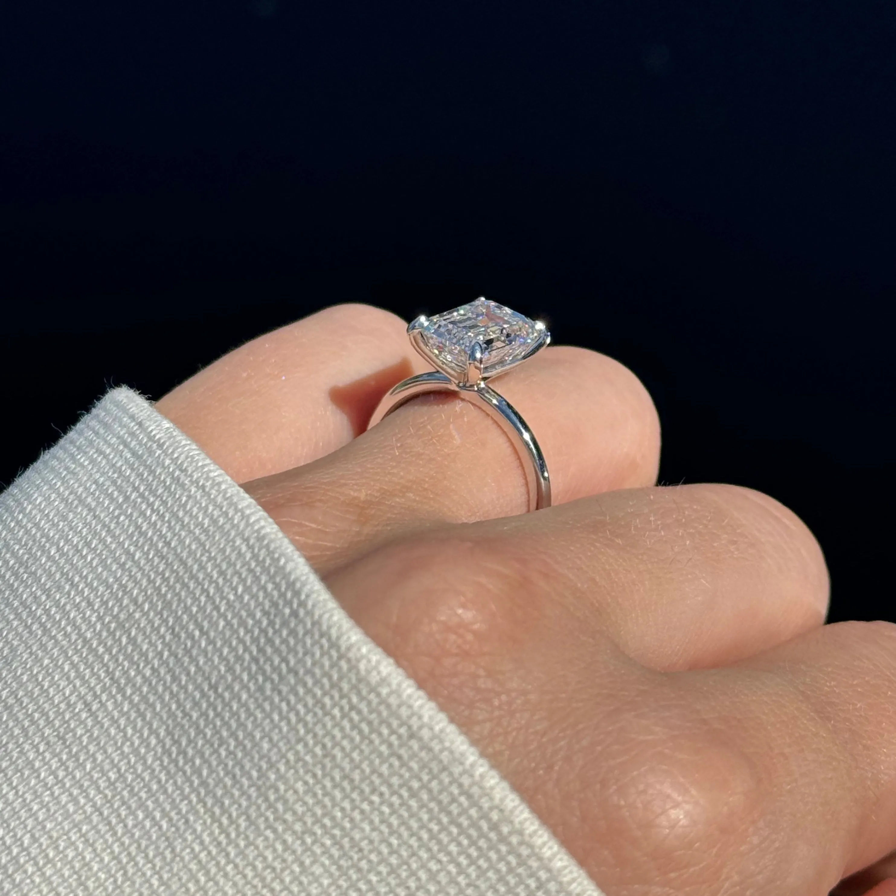 4.03 Carat Lab Emerald Solitaire Engagement Ring