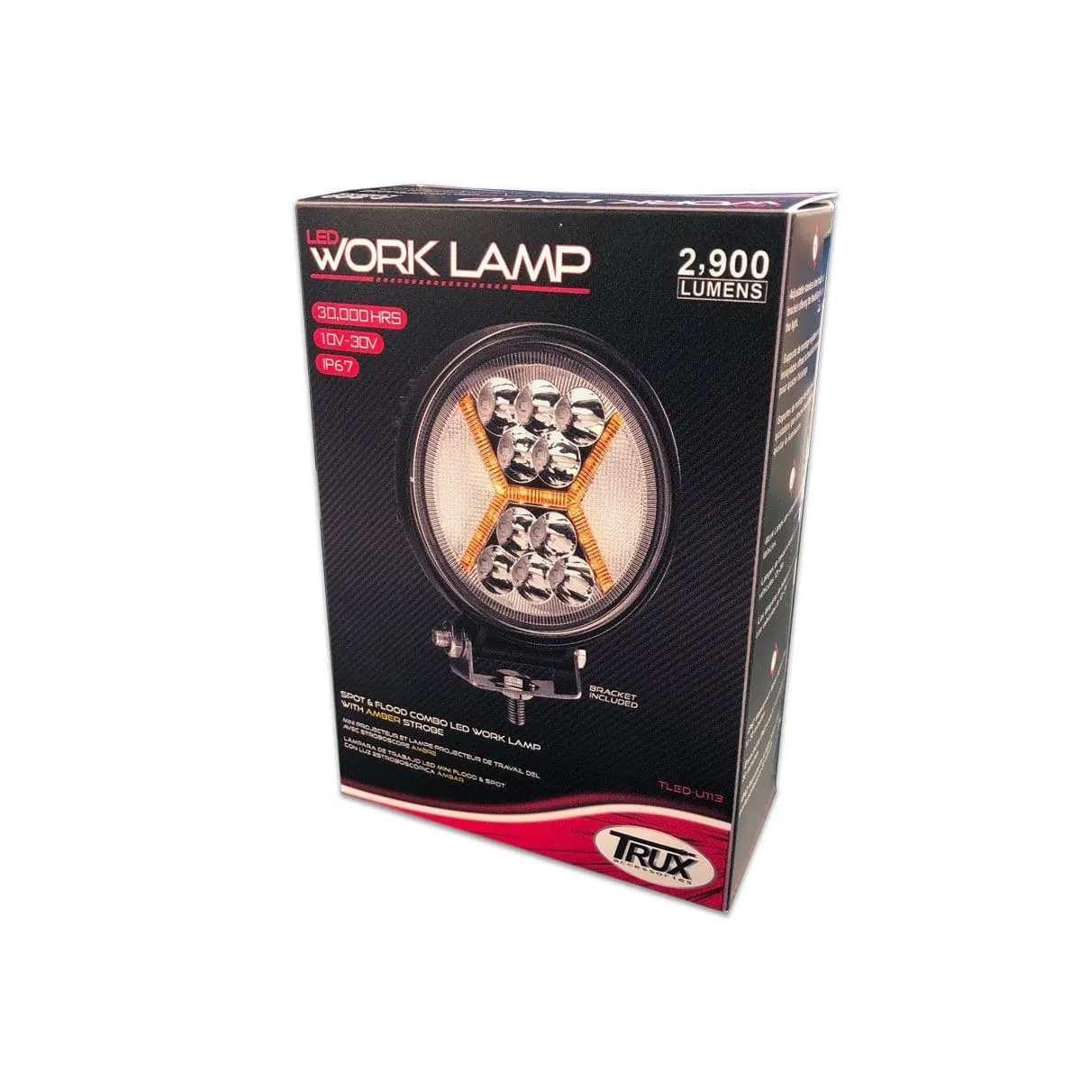 4.5" Universal Round LED Work Lamp with Amber "X" Strobe
