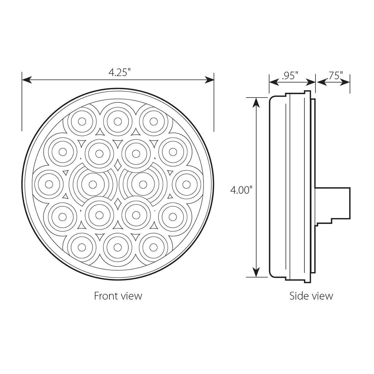 4" FLEET AMBER/AMBER 18 LED LIGHT W/ GROMMET & PIGTAIL
