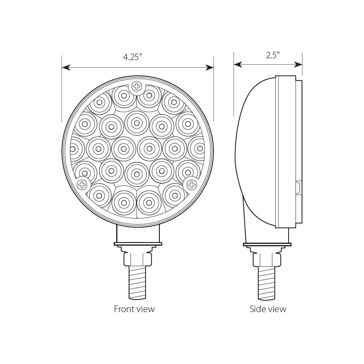 4" PEARL 1 FACE RED/CLEAR 24-LED LIGHT