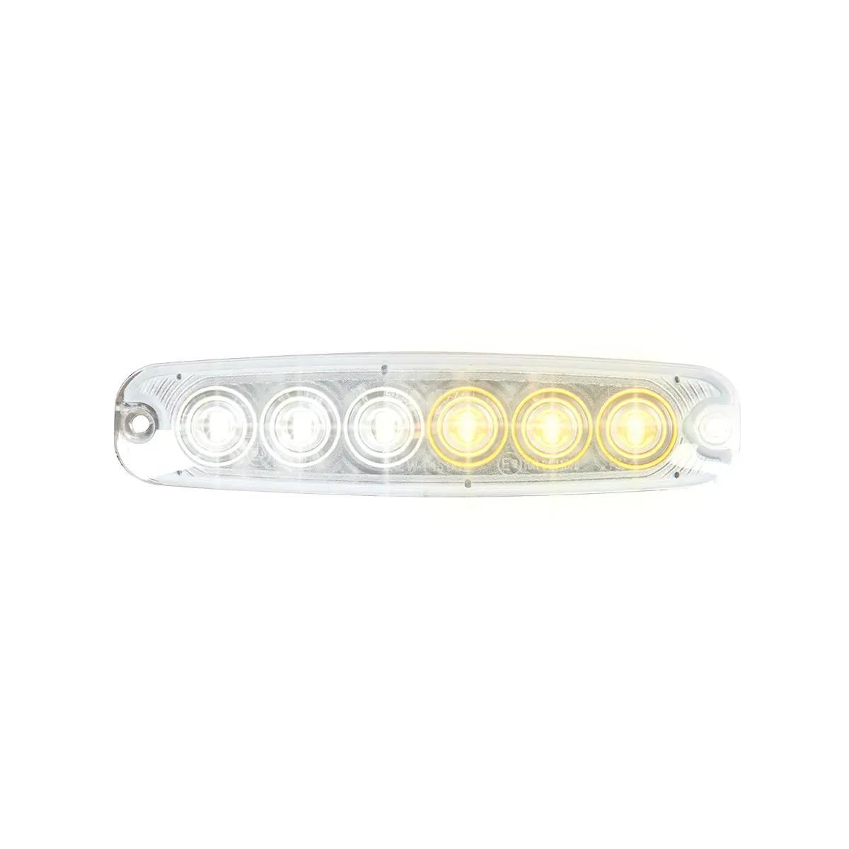 5-1/8" ULTRA THIN AMBER/WHITE 6 LED STROBE LIGHT, 14 MODES