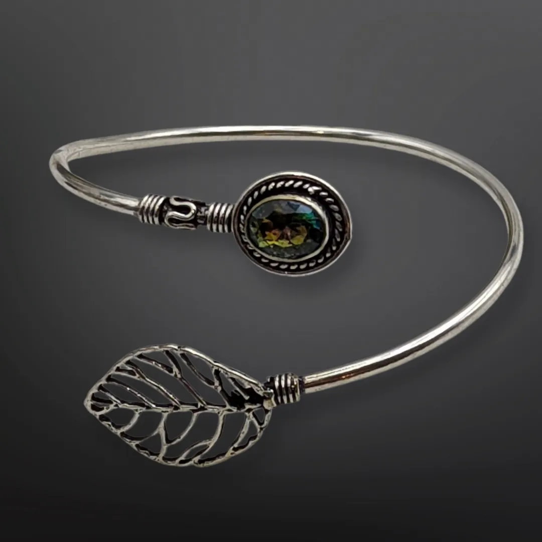 925 Sterling Silver, Rainbow Topaz, Cuff, Bracelet.