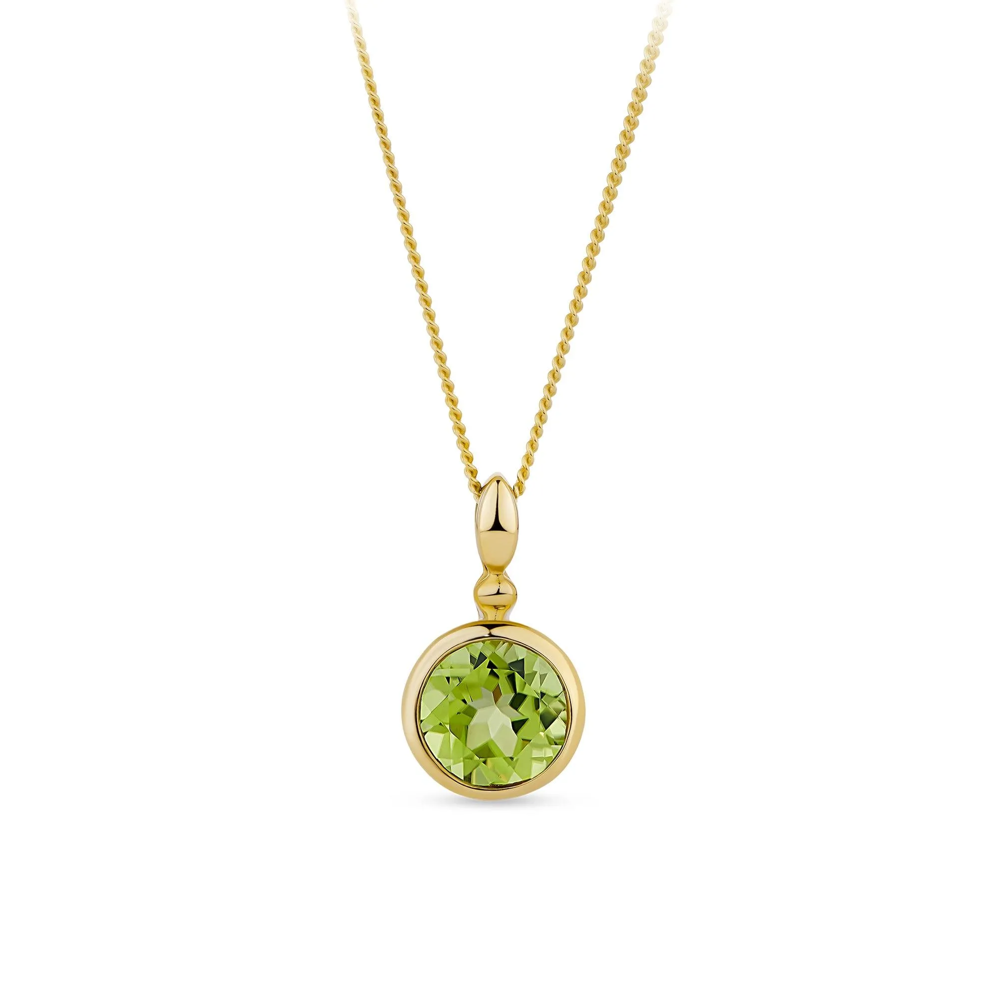 9ct Yellow Gold Peridot Ball Pattern Pendant Necklace