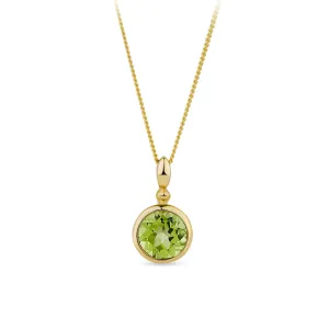 9ct Yellow Gold Peridot Ball Pattern Pendant Necklace