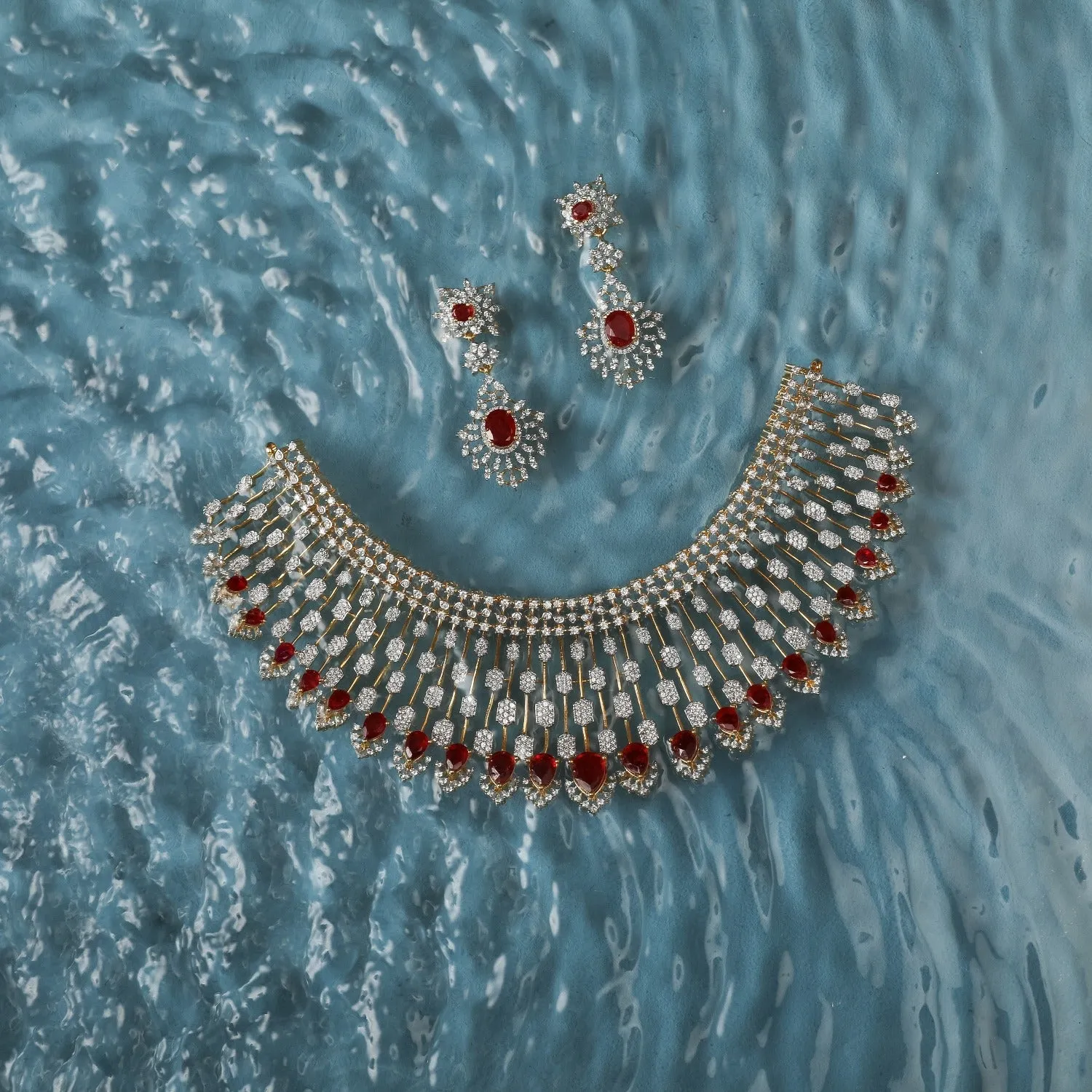Adhira CZ Grand Silver Choker Set