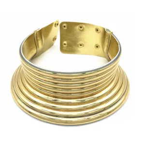 African Style Choker / Gold High Necklace - Gold