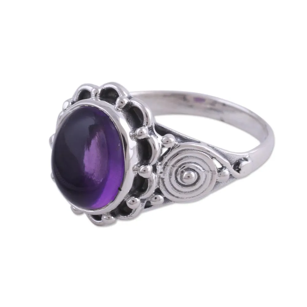 Amethyst and Sterling Silver Cocktail Ring from India - Purple Rapture | NOVICA