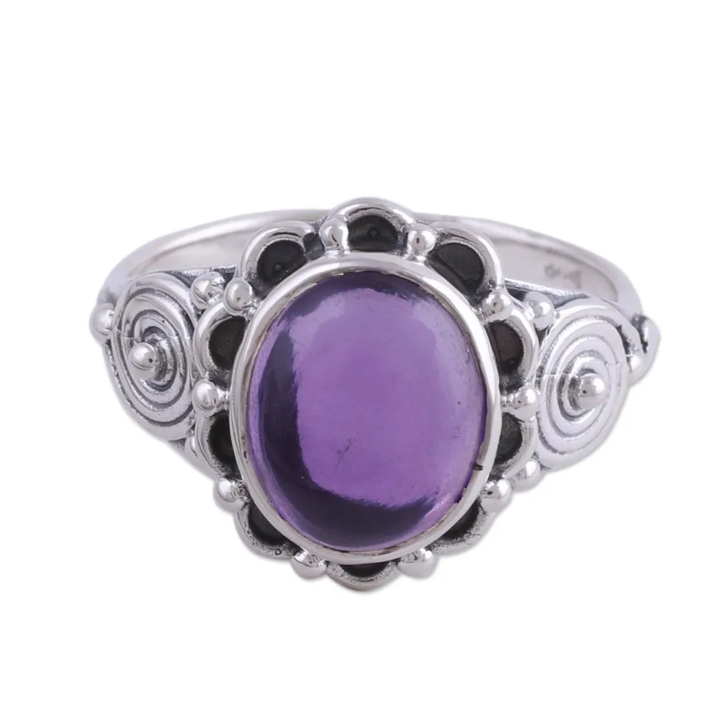 Amethyst and Sterling Silver Cocktail Ring from India - Purple Rapture | NOVICA