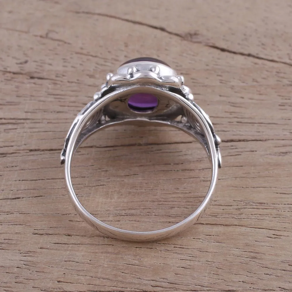 Amethyst and Sterling Silver Cocktail Ring from India - Purple Rapture | NOVICA