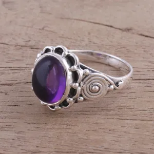 Amethyst and Sterling Silver Cocktail Ring from India - Purple Rapture | NOVICA