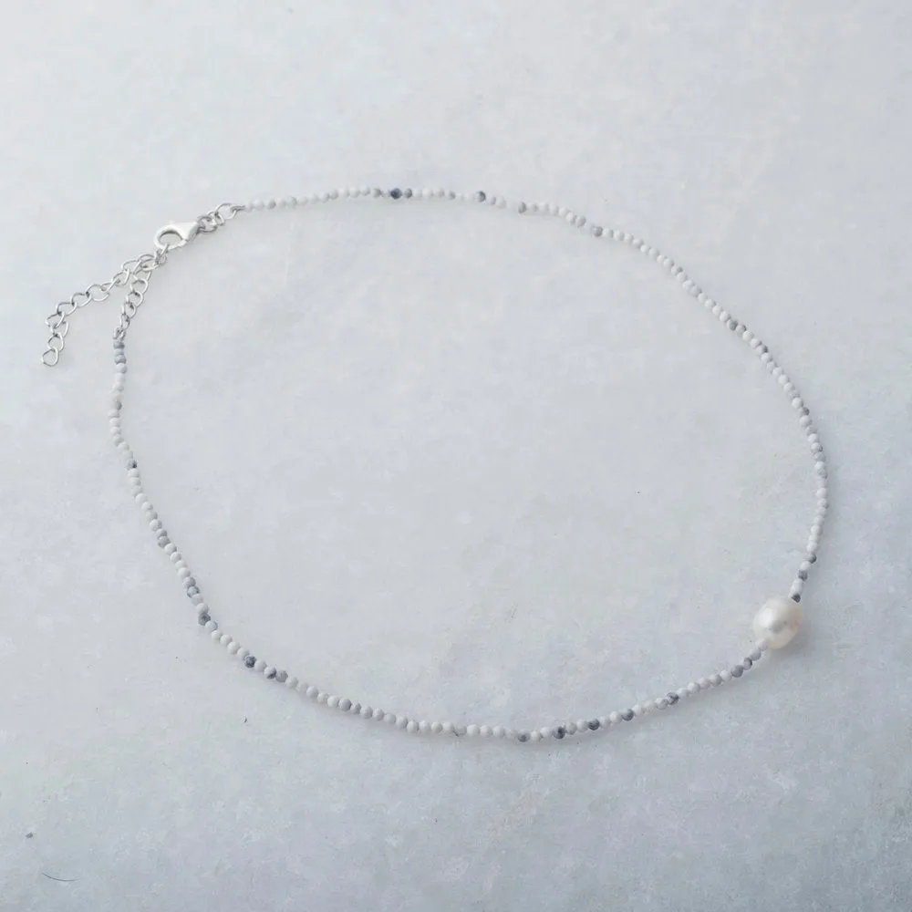 Amina, Howlite and Pearl Choker