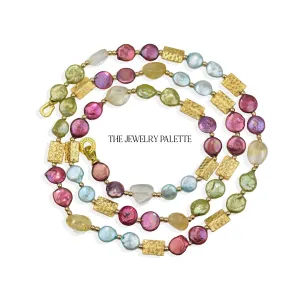 Aria multicolor coin pearls and citrine necklace
