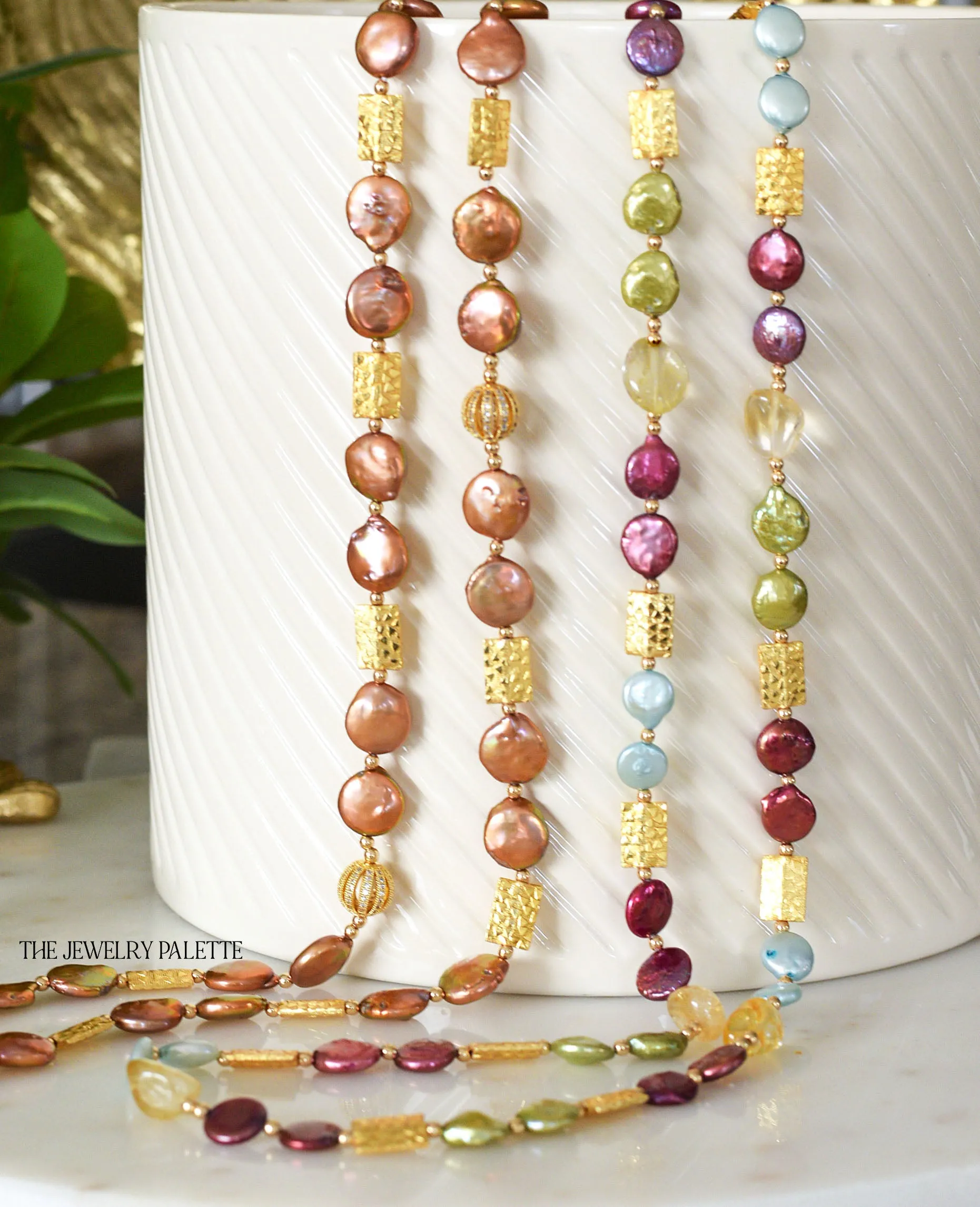 Aria multicolor coin pearls and citrine necklace