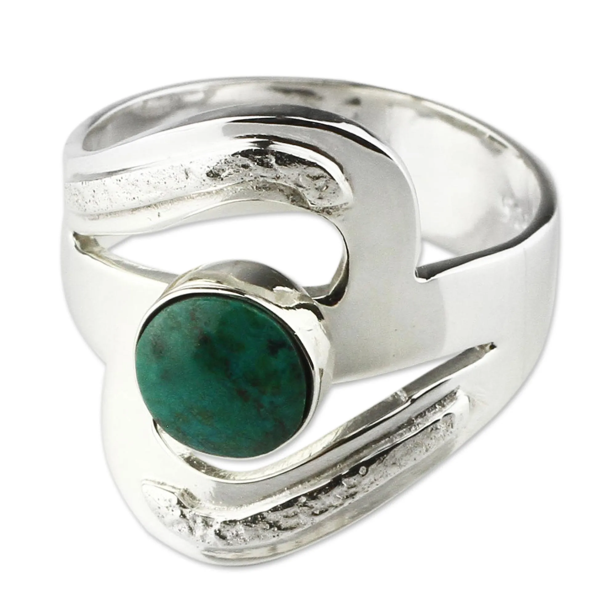 Artisan Crafted Chrysocolla Cocktail Ring - Teal Embrace | NOVICA