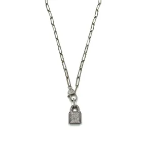 Ashley Gold Stainless Steel CZ Lobster Clasp With Lock Pendant