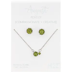 August Peridot 16.5"-18.5" Birthstone Jewelry Gift Set