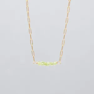 August Peridot Birthstone Paper Clip Necklace
